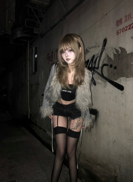 小眾設計毛絨絨綁帶針織外套