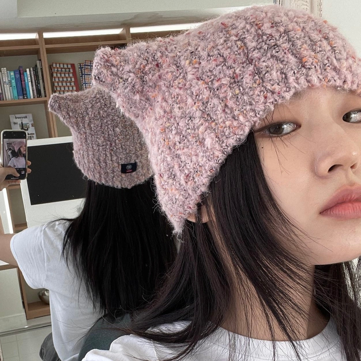 colour melange cat beanie