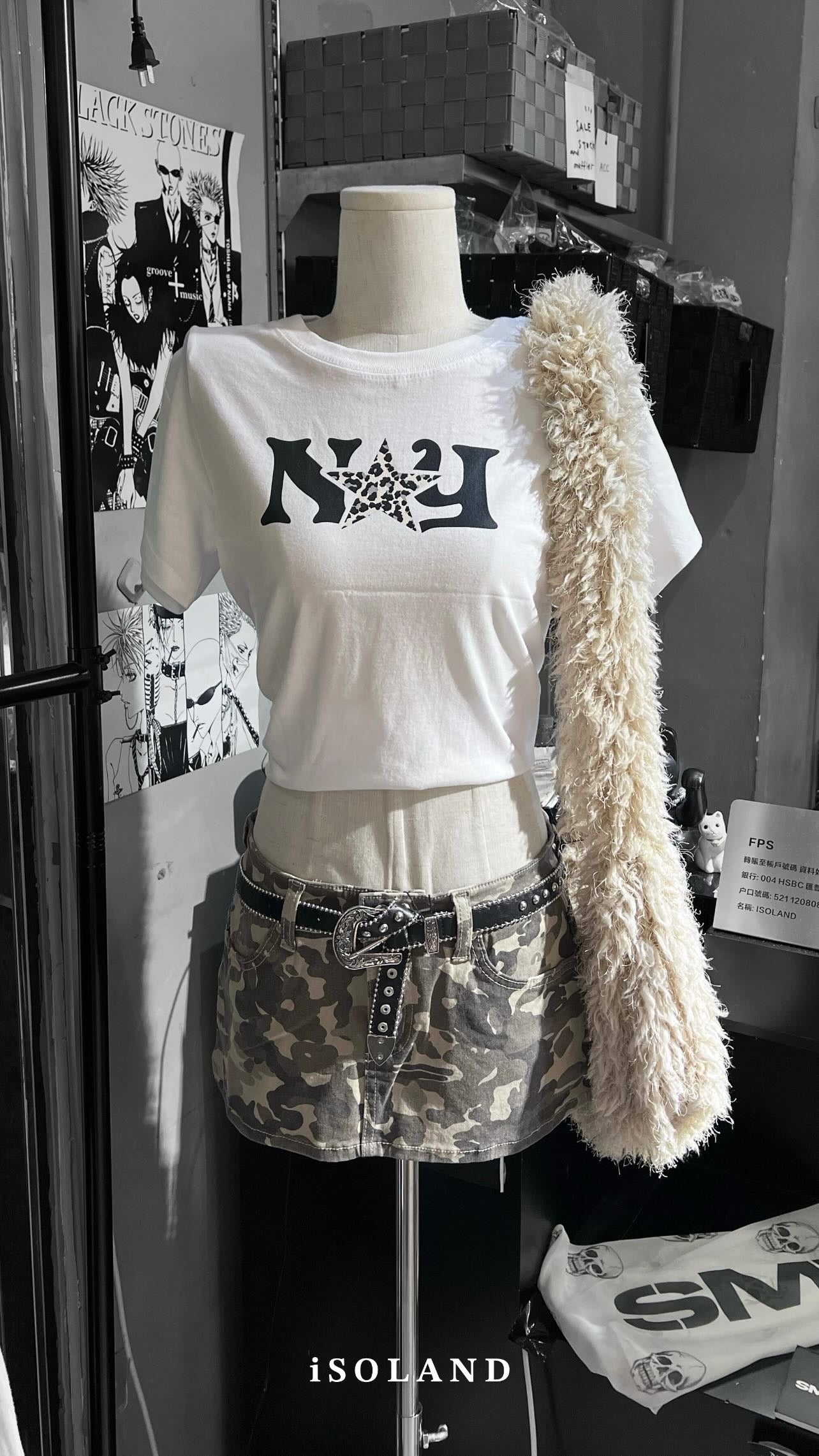 NY leopard print star tee