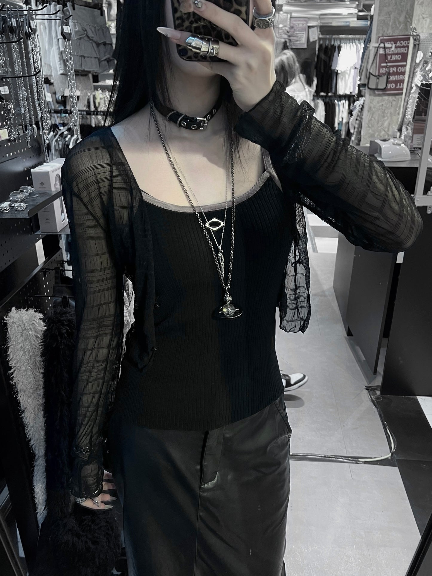 OWA OWA see through cardigan