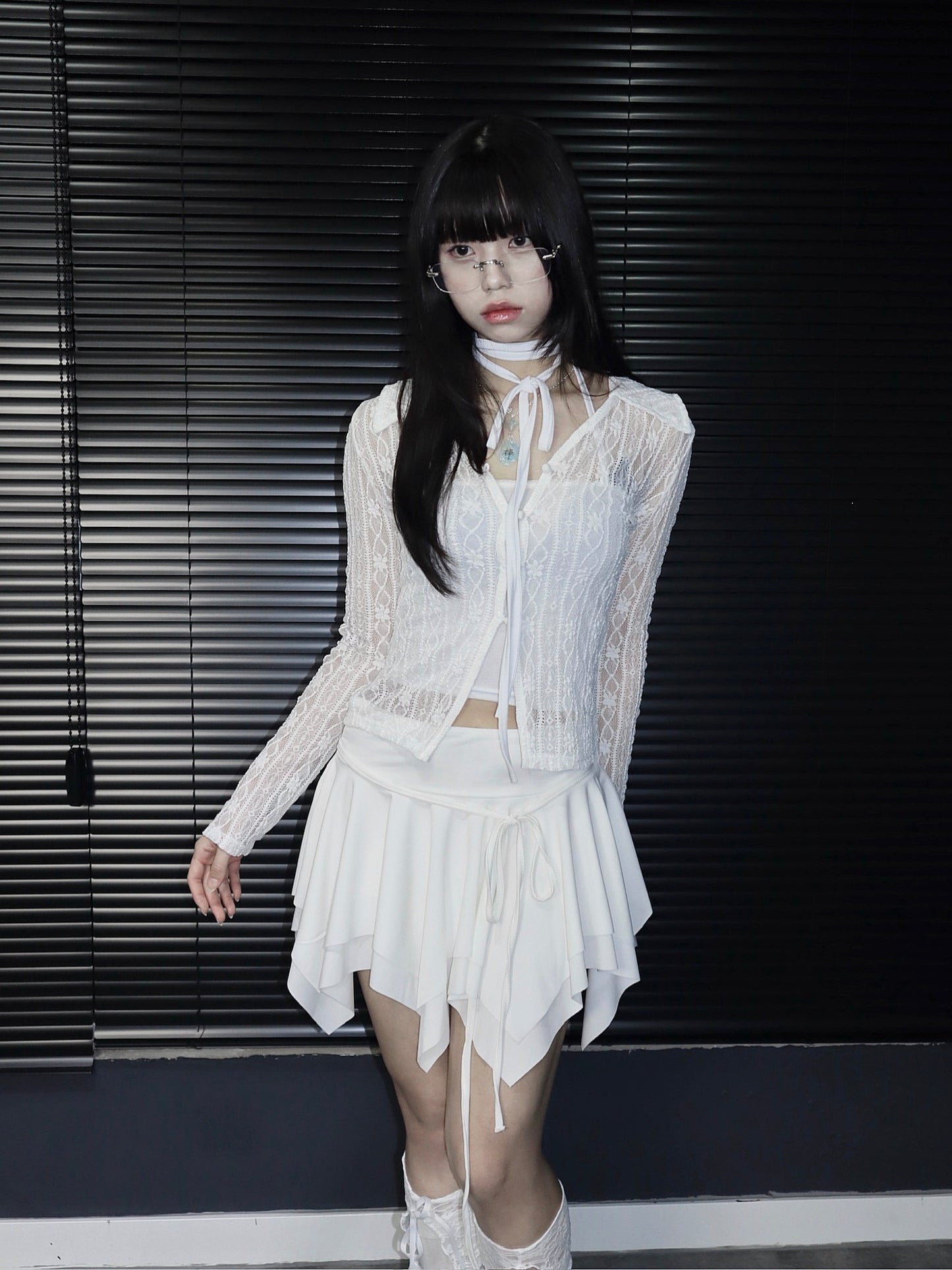 Flower pattern lace cardigan