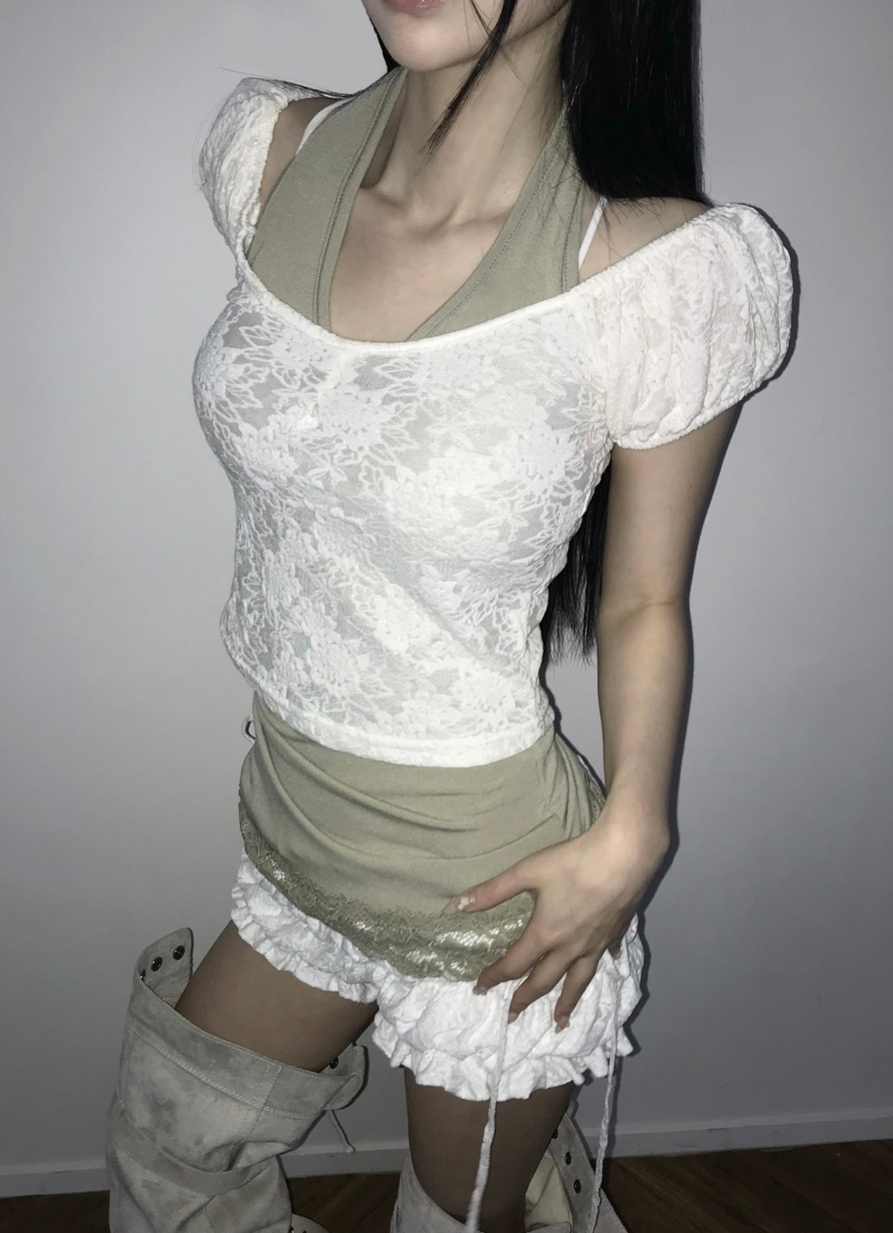 ‘Number2’ v neck halter top