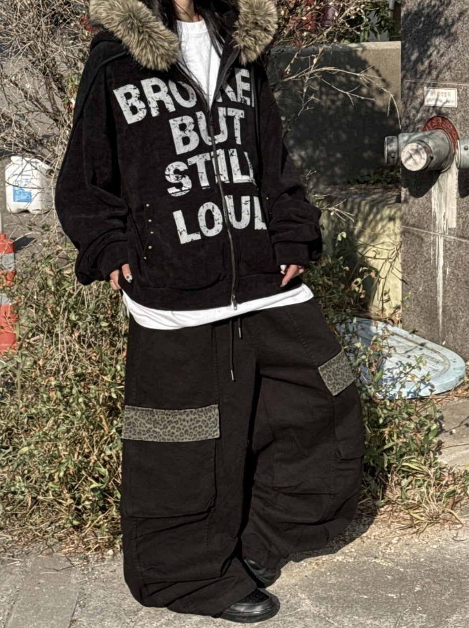 B.B.S.L fur corduroy hoodie zipup