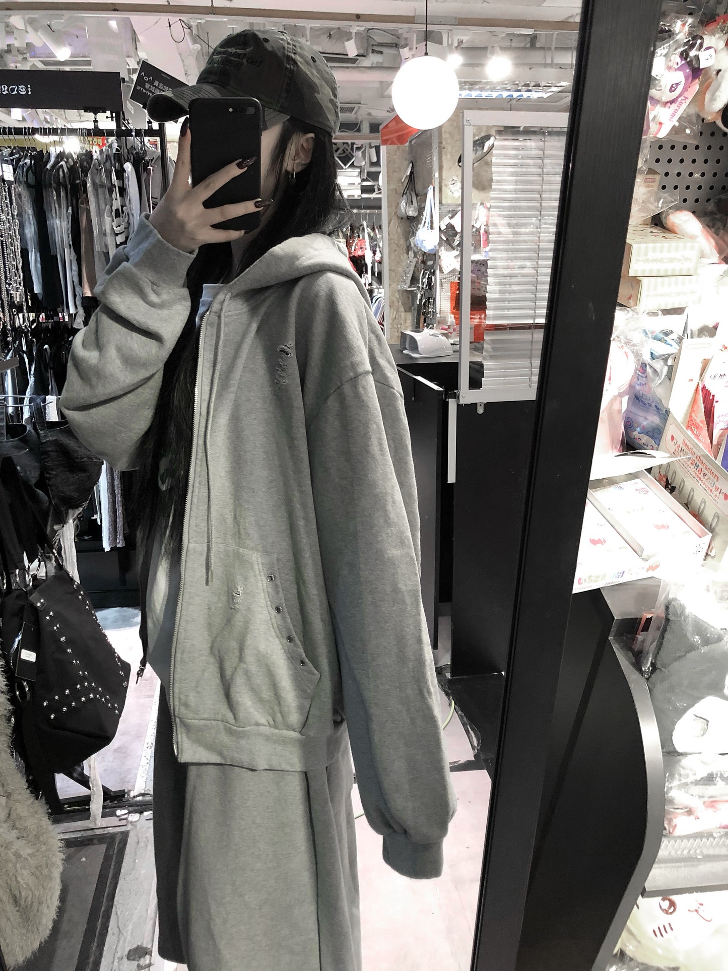 Eyelet hoodie zipup