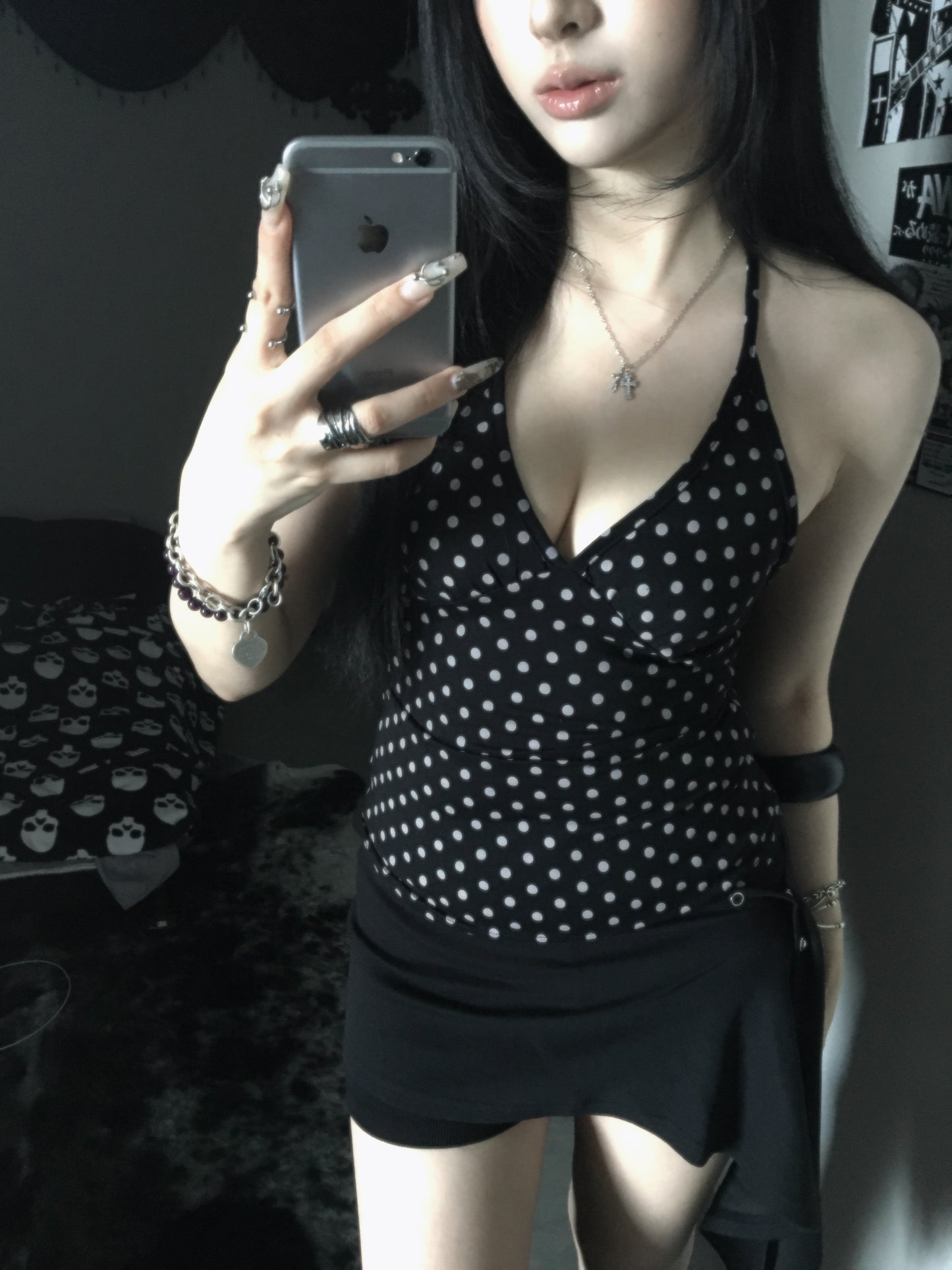 ‘Loved’ dot dot halter top