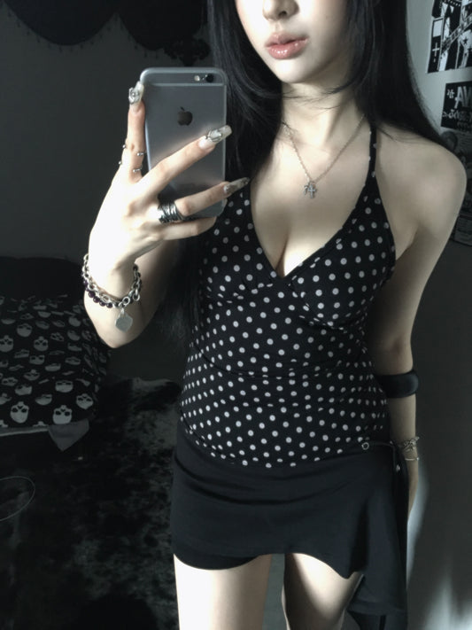 ‘Loved’ dot dot halter top