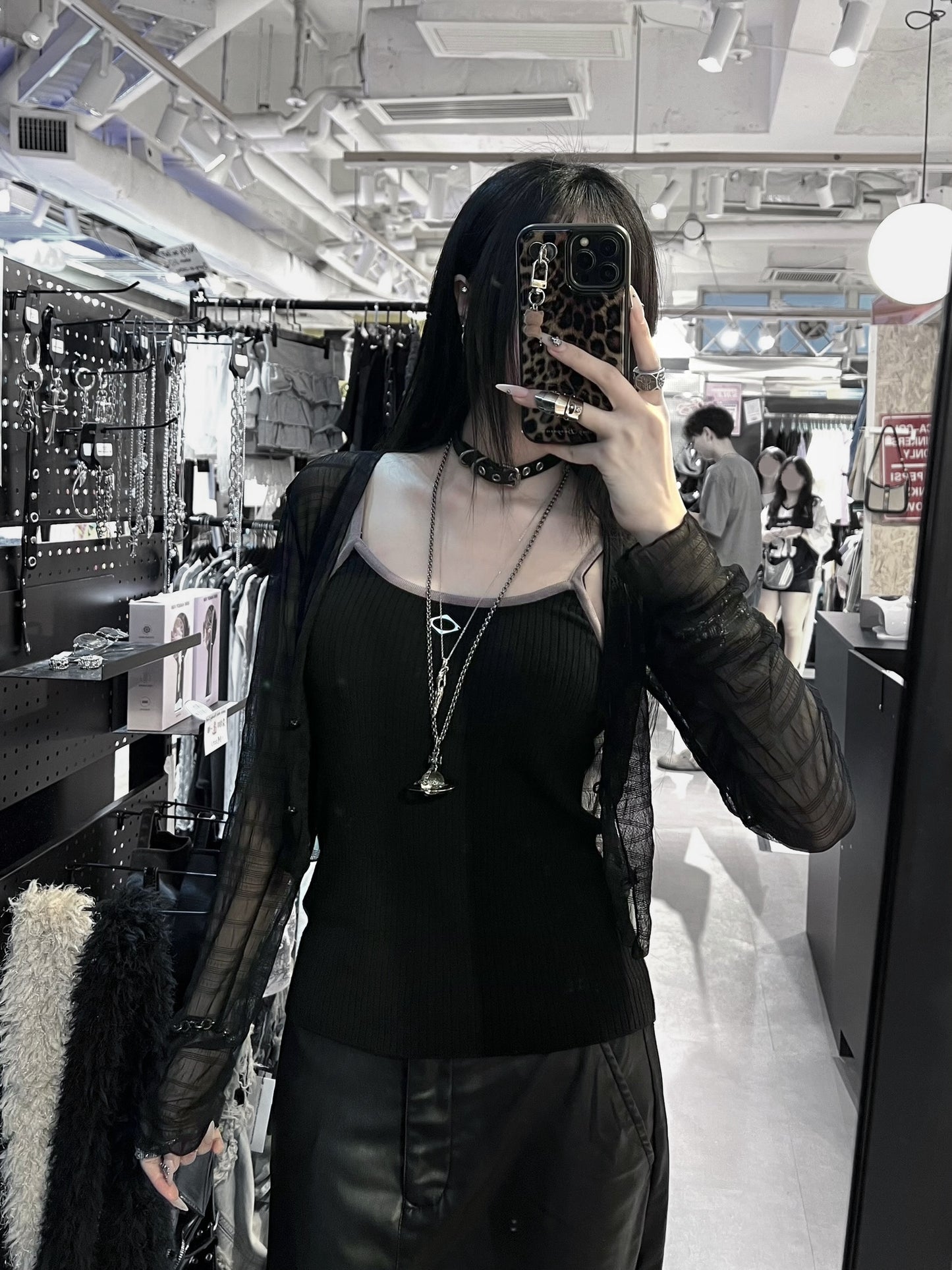 OWA OWA see through cardigan