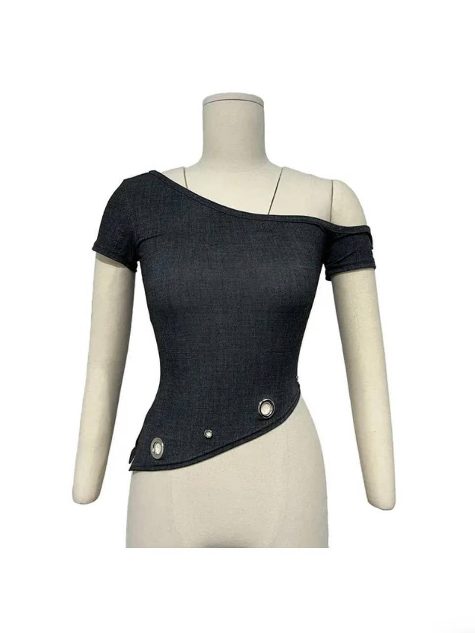 ‘Wicked’ eyelet one shoulder top
