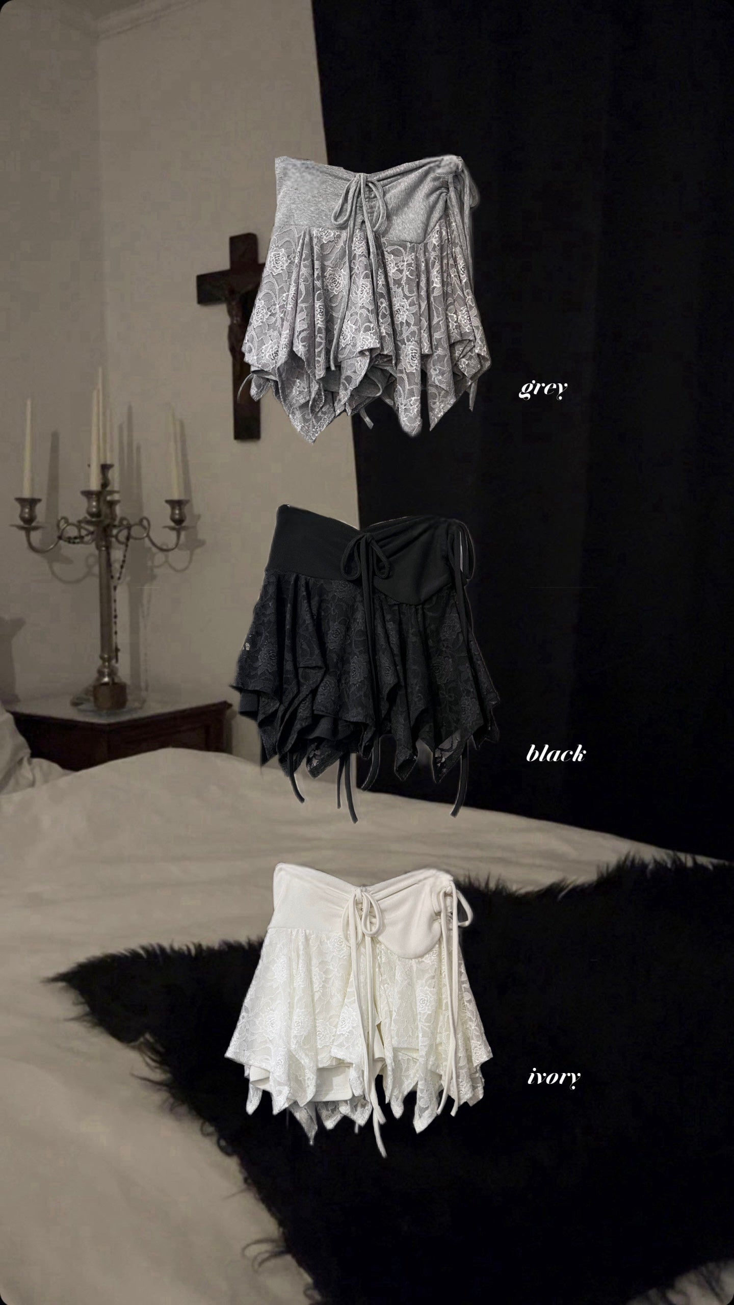 ‘HER’ irregular lace skirt
