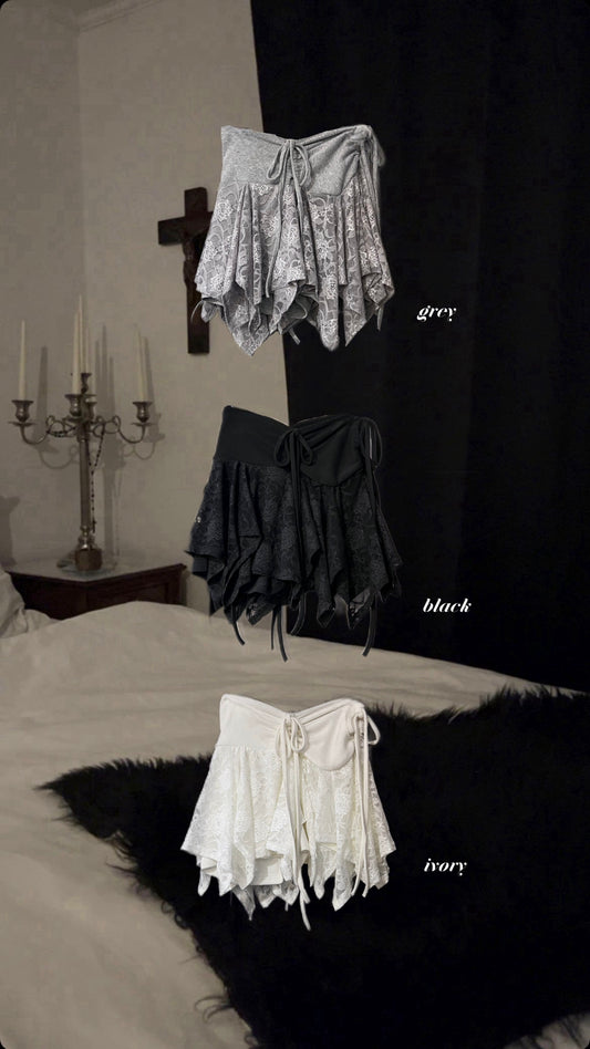 ‘HER’ irregular lace skirt
