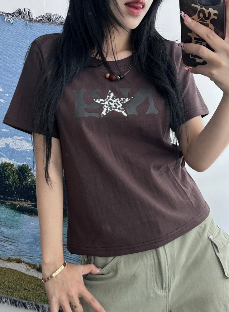 NY leopard print star tee