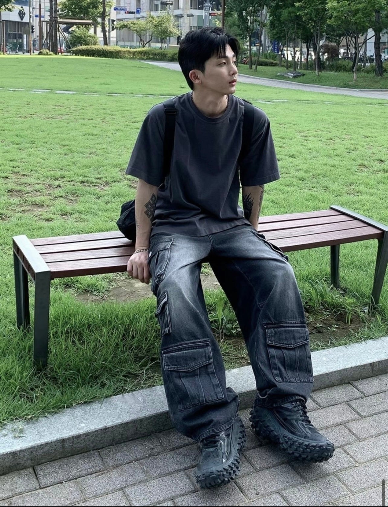 [unisex] Pocket cargo denim jeans