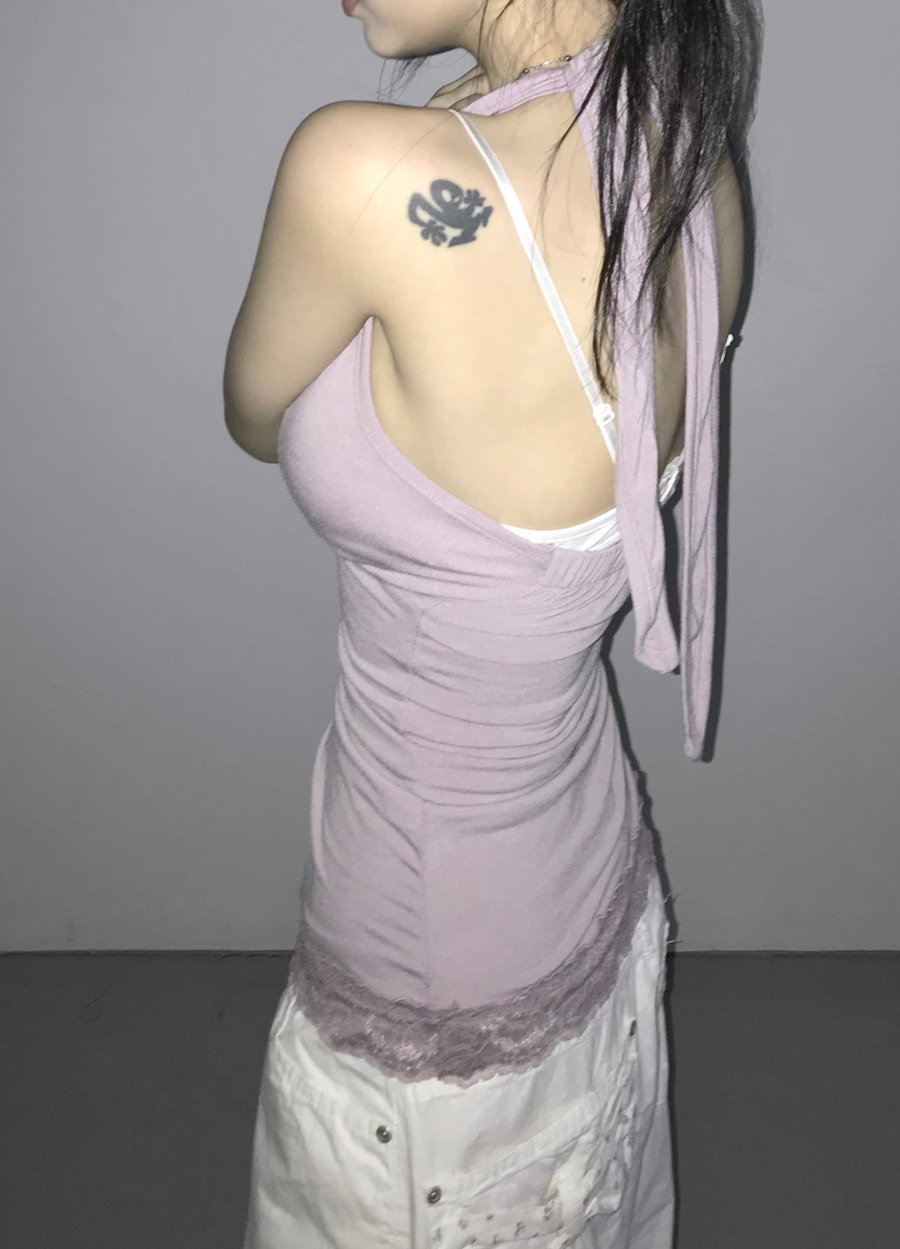 ‘Number2’ v neck halter top