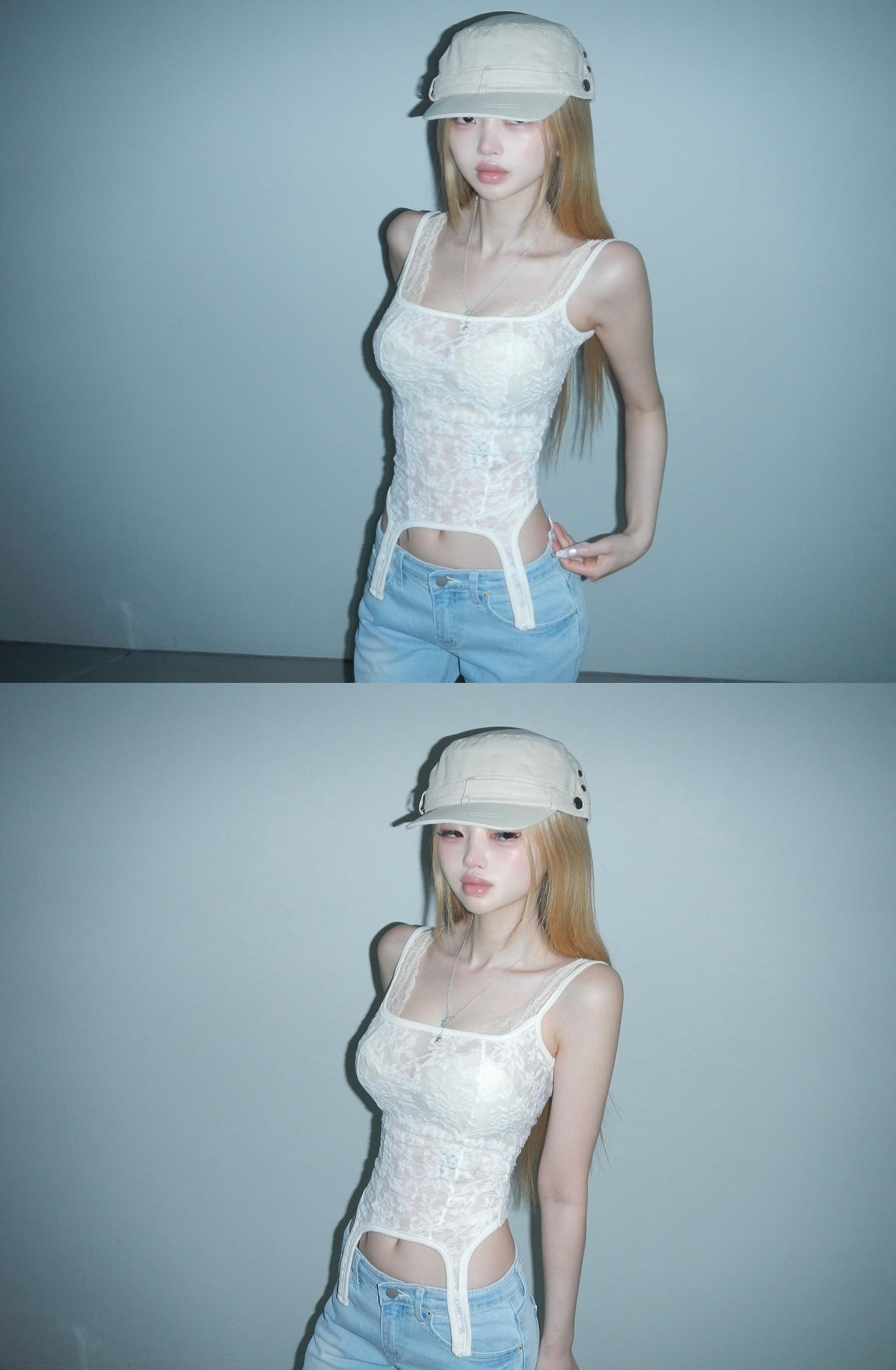 Velvet flower print cami top
