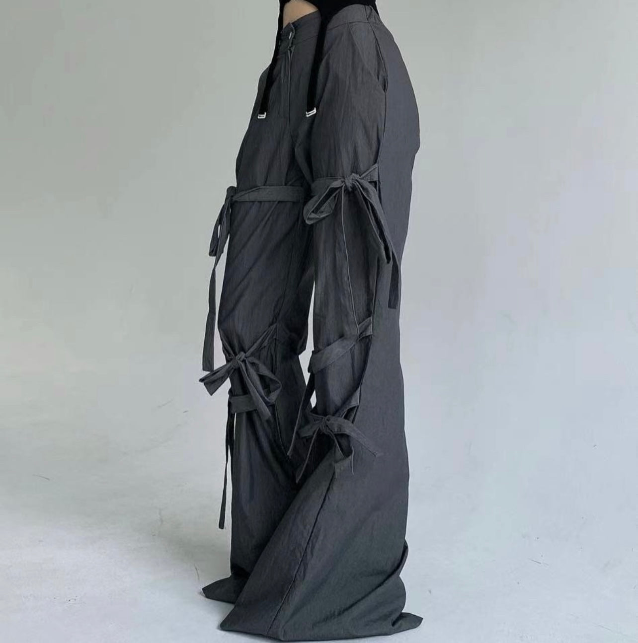 綁帶微喇叭褲