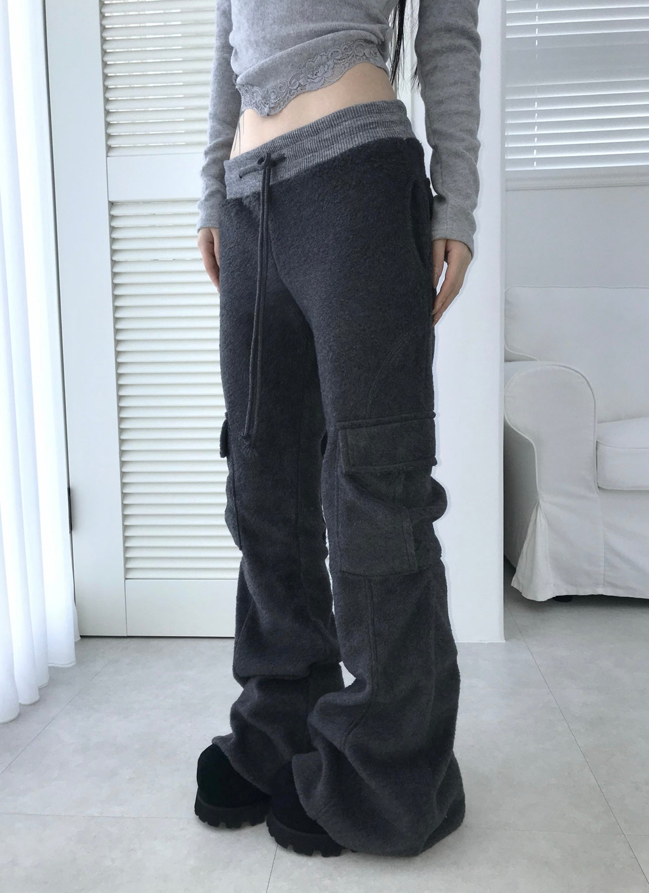 404 cargo bell-bottom pants