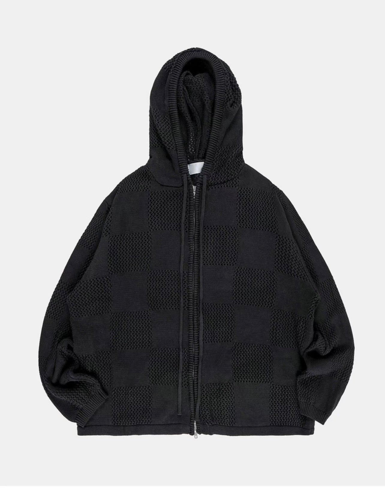 [unisex] Chess pattern knit zipup hoodie
