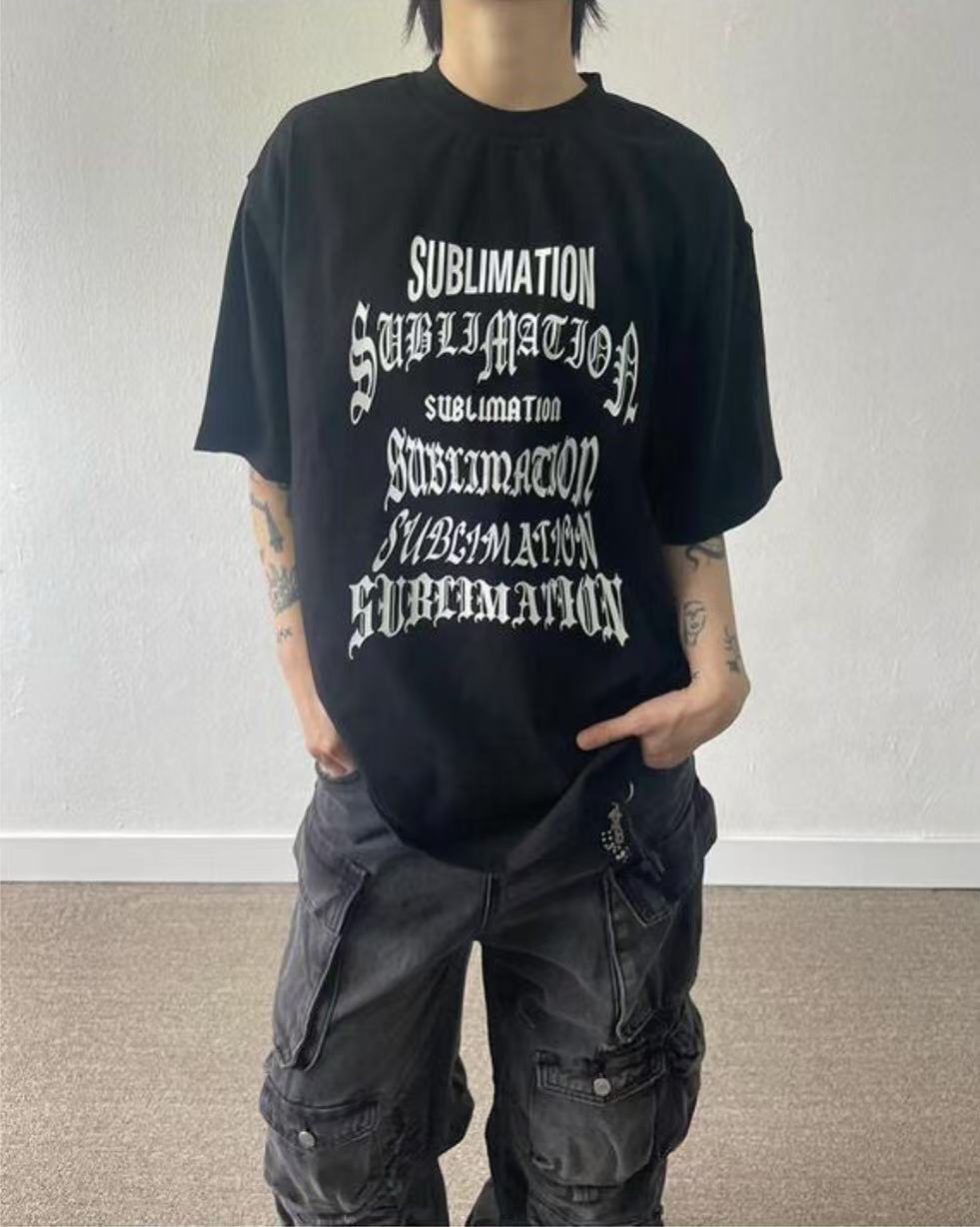 different ’sublimation’ font tee
