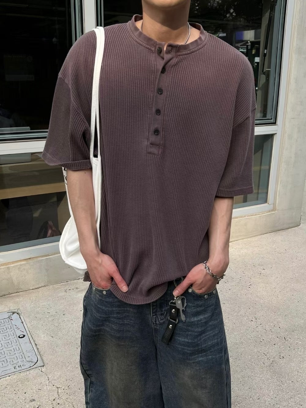 Waffle Henry collar tee