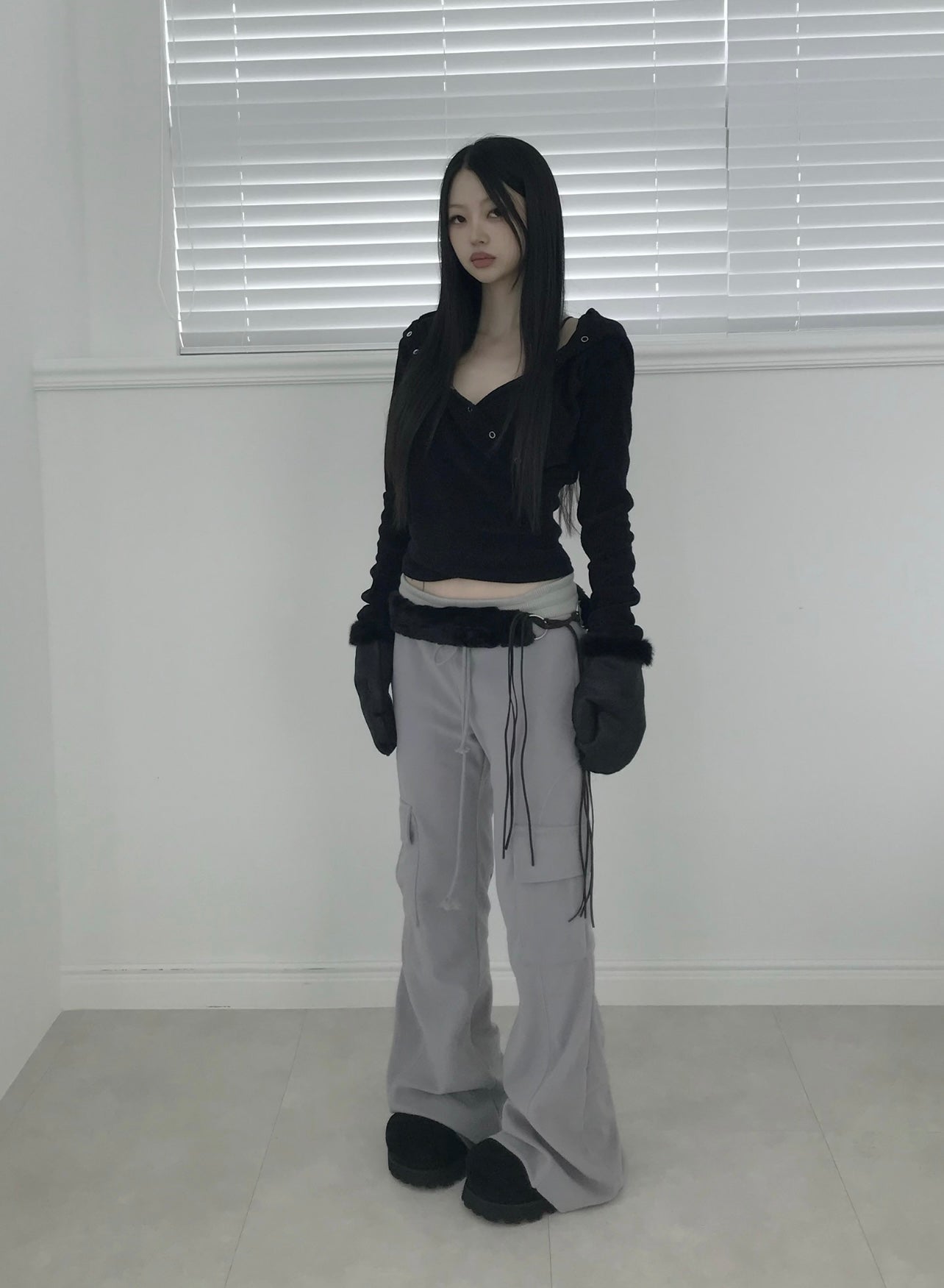 404 cargo bell-bottom pants