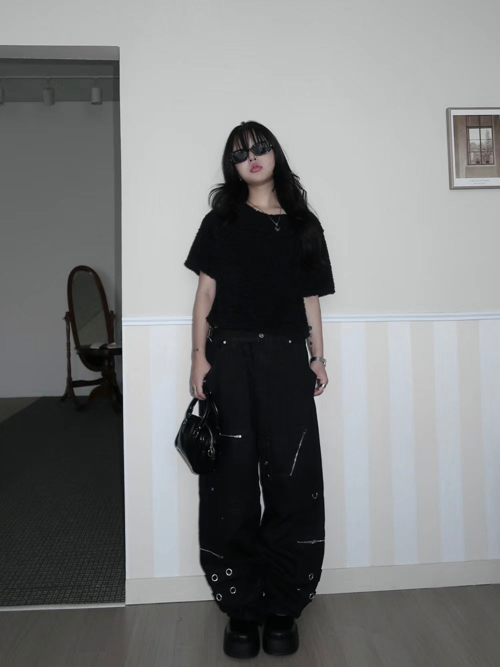 [unisex] metal ring adjustable jeans