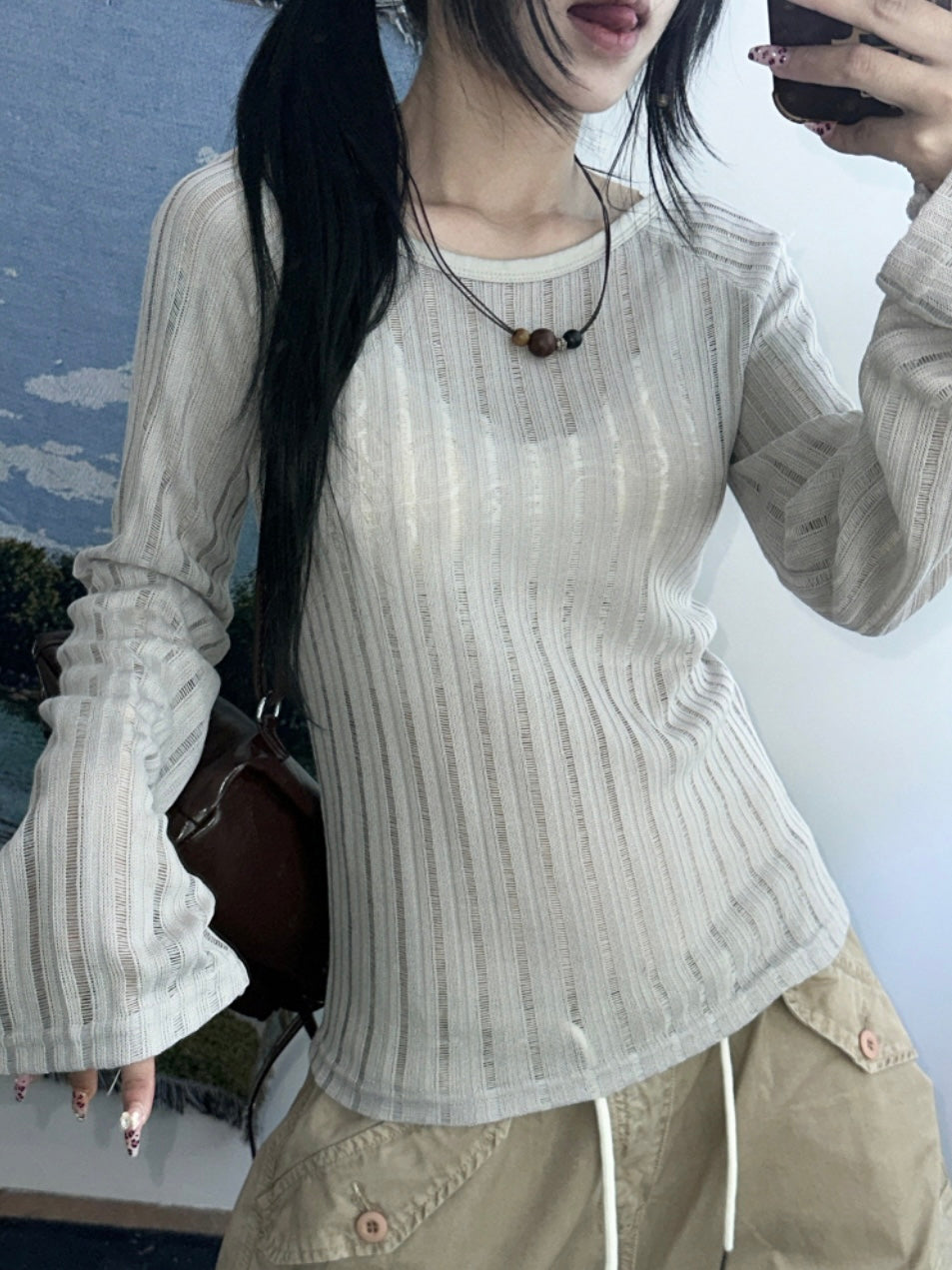 雙面穿交叉縷空網衫