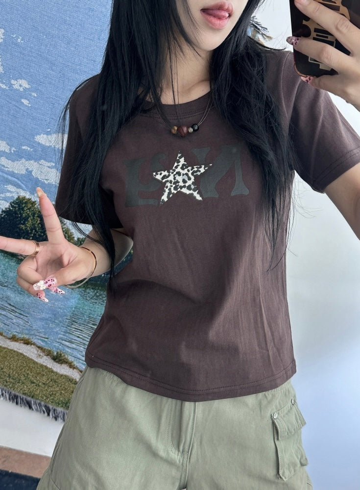 NY leopard print star tee