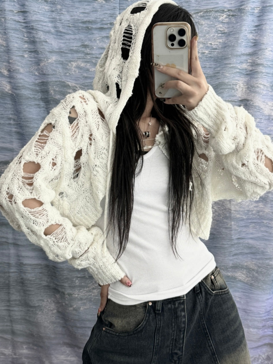 huge pin cropped damaged knitwear