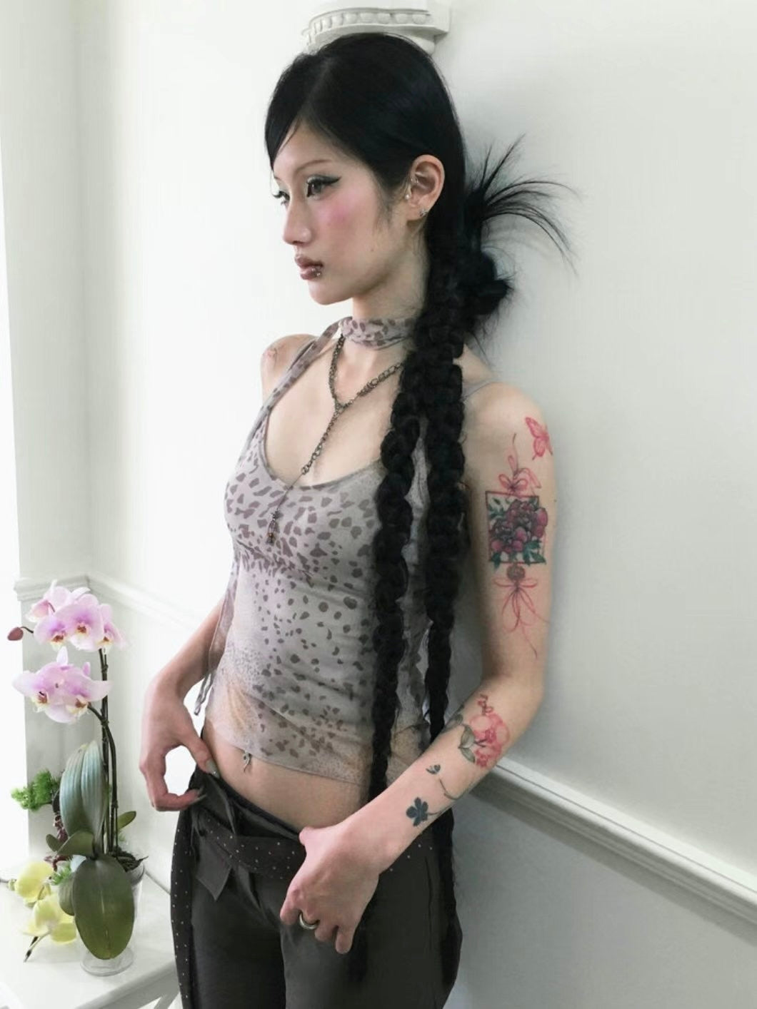 mix leopard set top