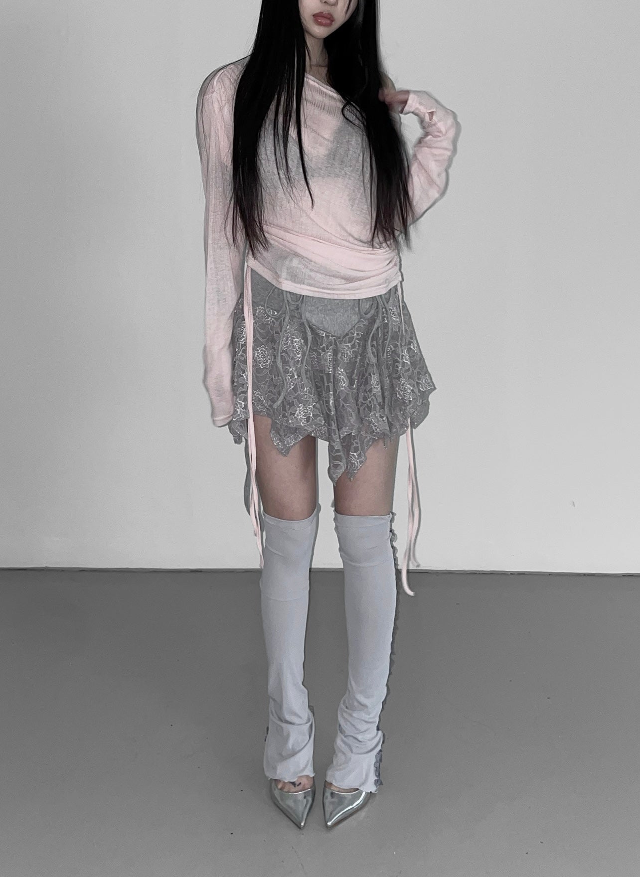 ‘HER’ irregular lace skirt