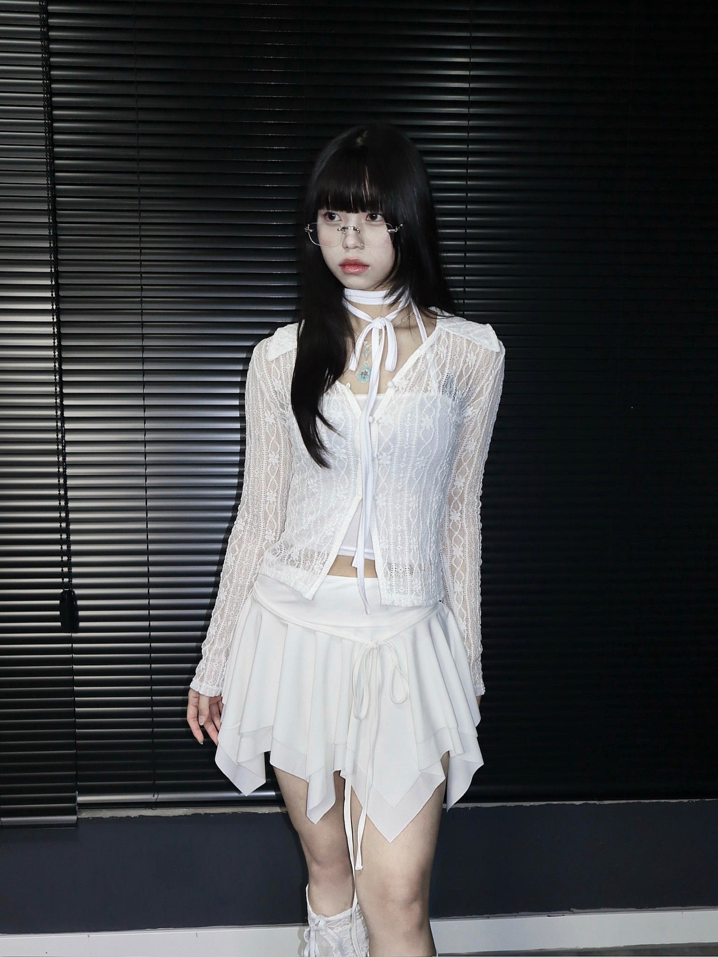 Flower pattern lace cardigan