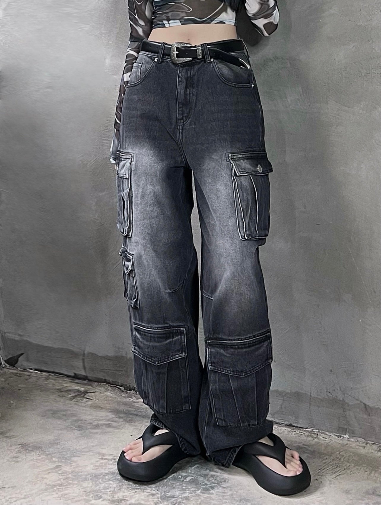 [unisex] Pocket cargo denim jeans