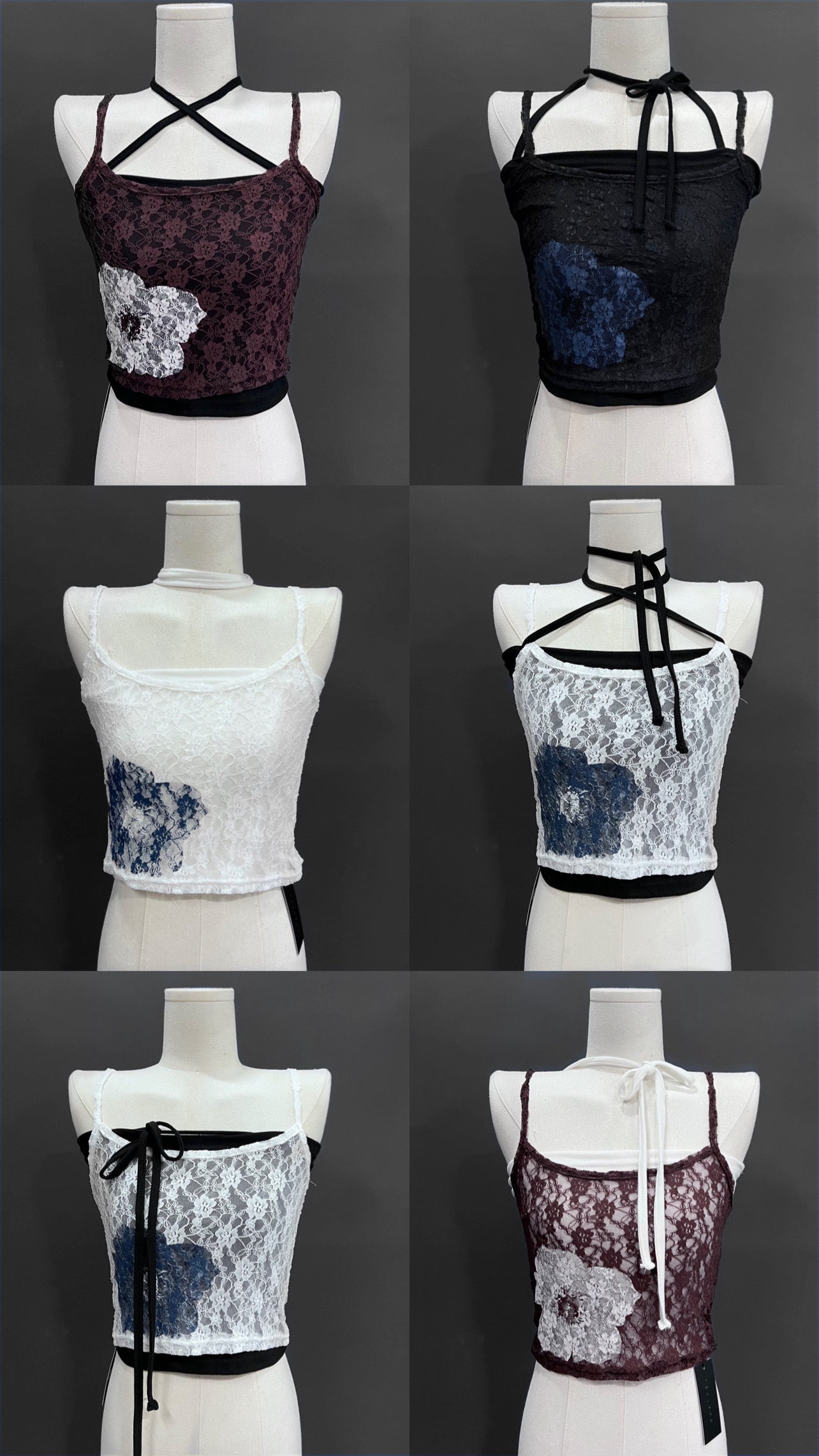 flower lace see through tank top