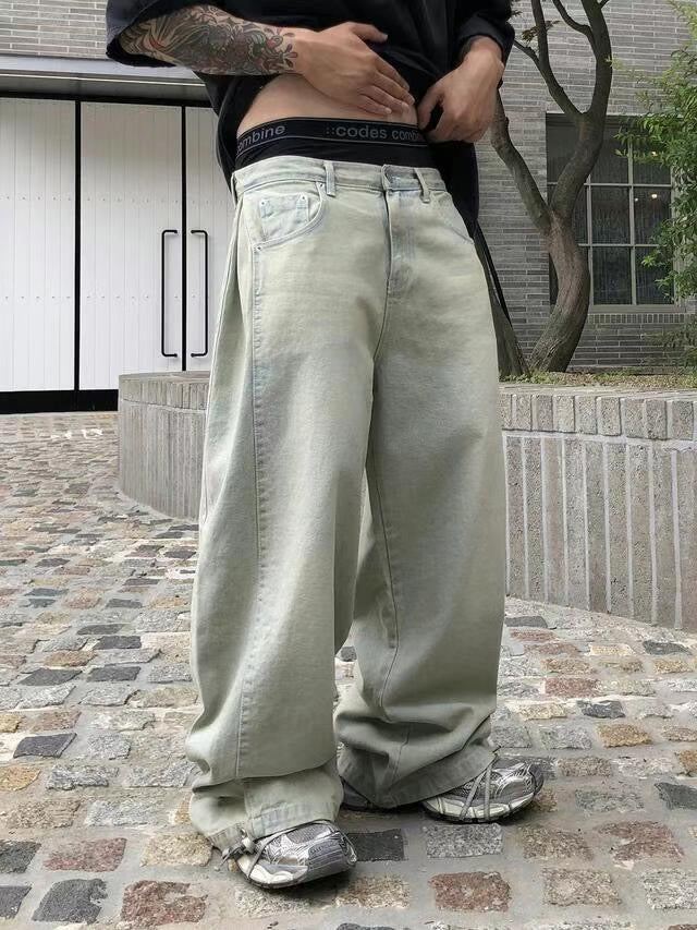 [unisex] 明線洗水啪鈕牛仔褲