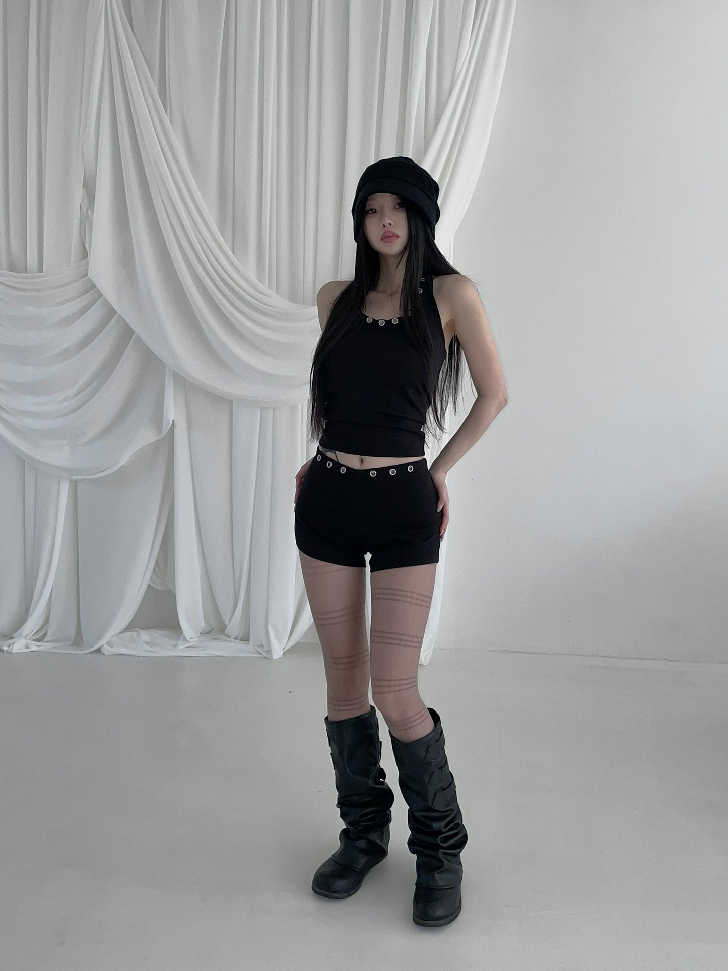 eyelet halter tank top