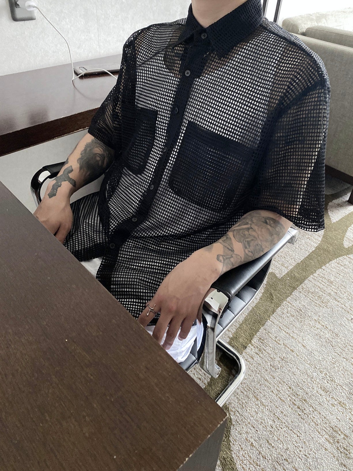 Net short sleeve shirt