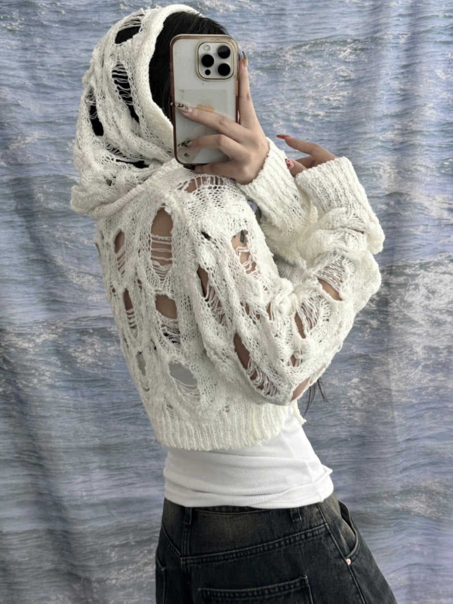 huge pin cropped damaged knitwear