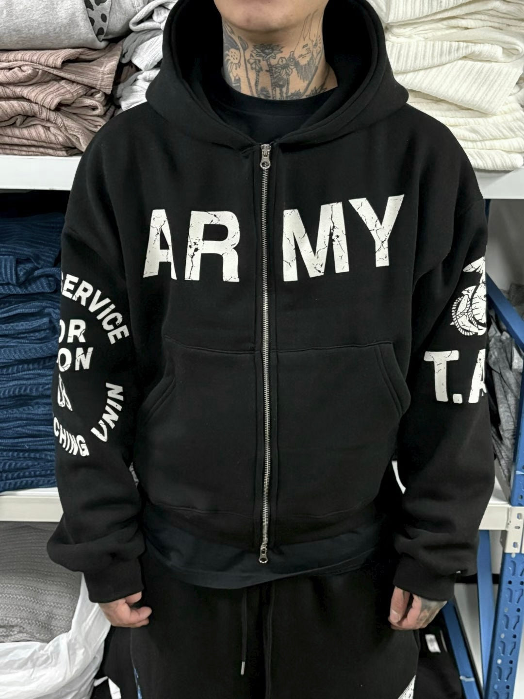 ‘ARMY’ hoodie zip up