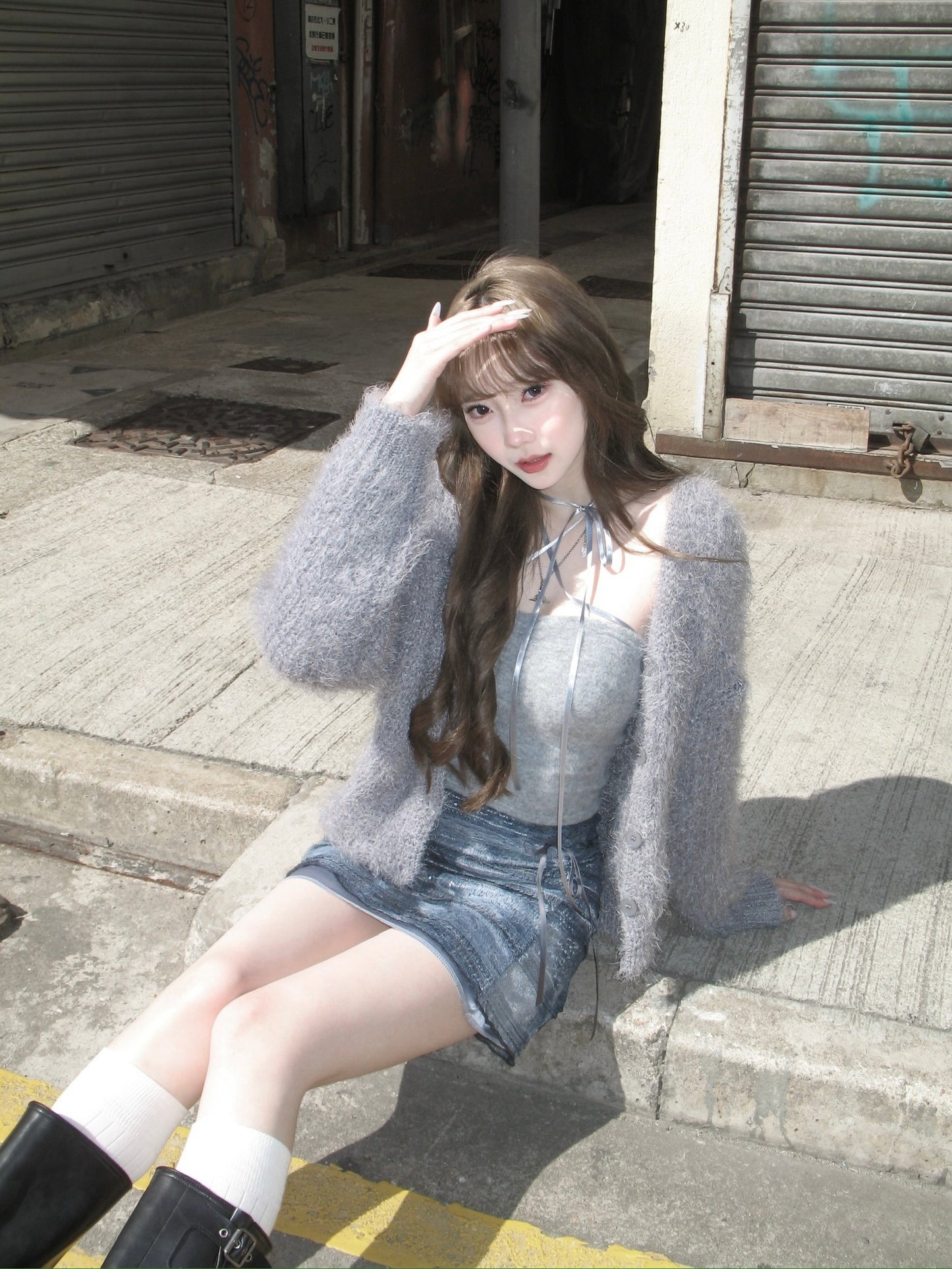 Pastel tone fluffy cardigan