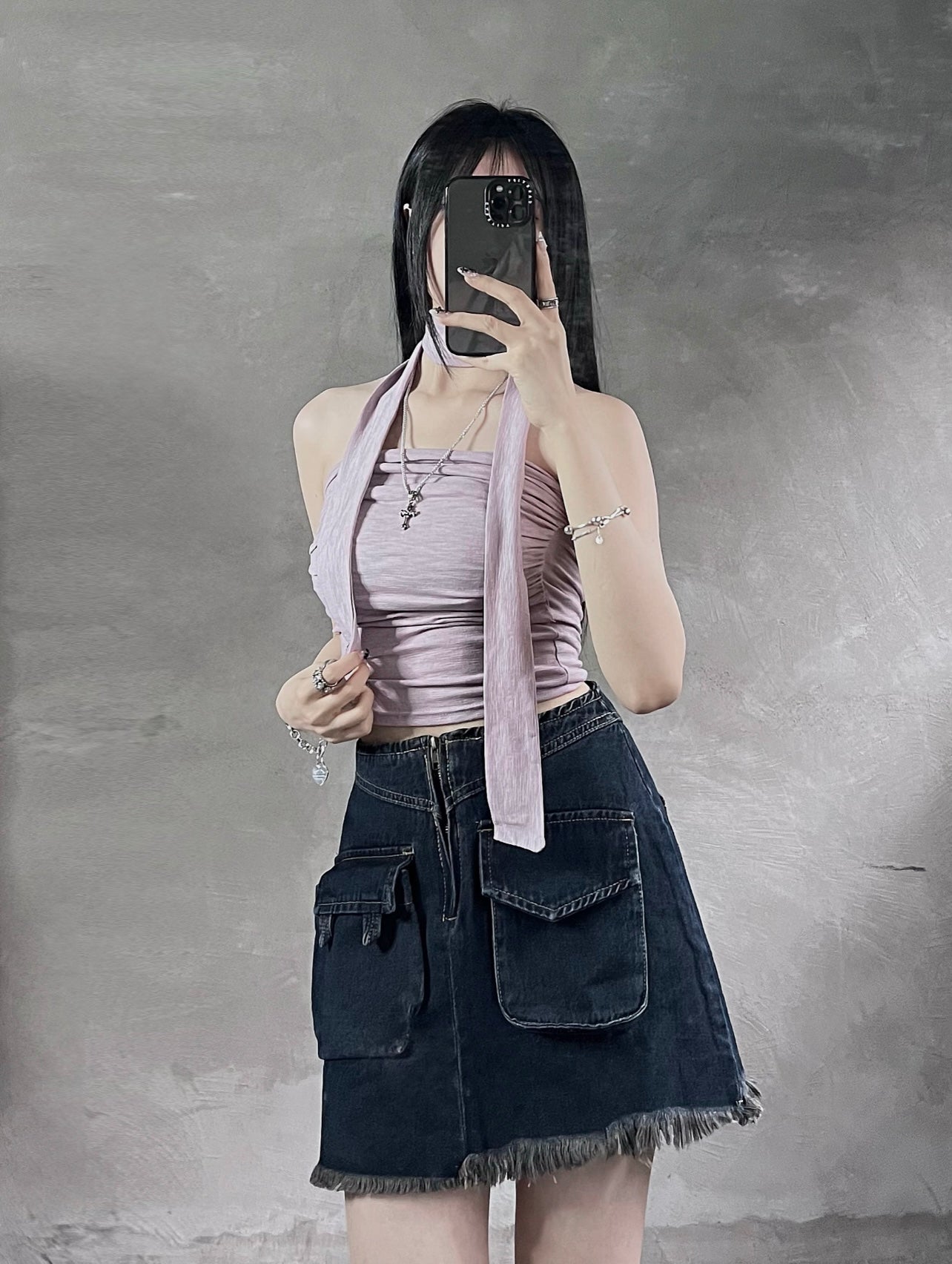 Crease tube top with muffler