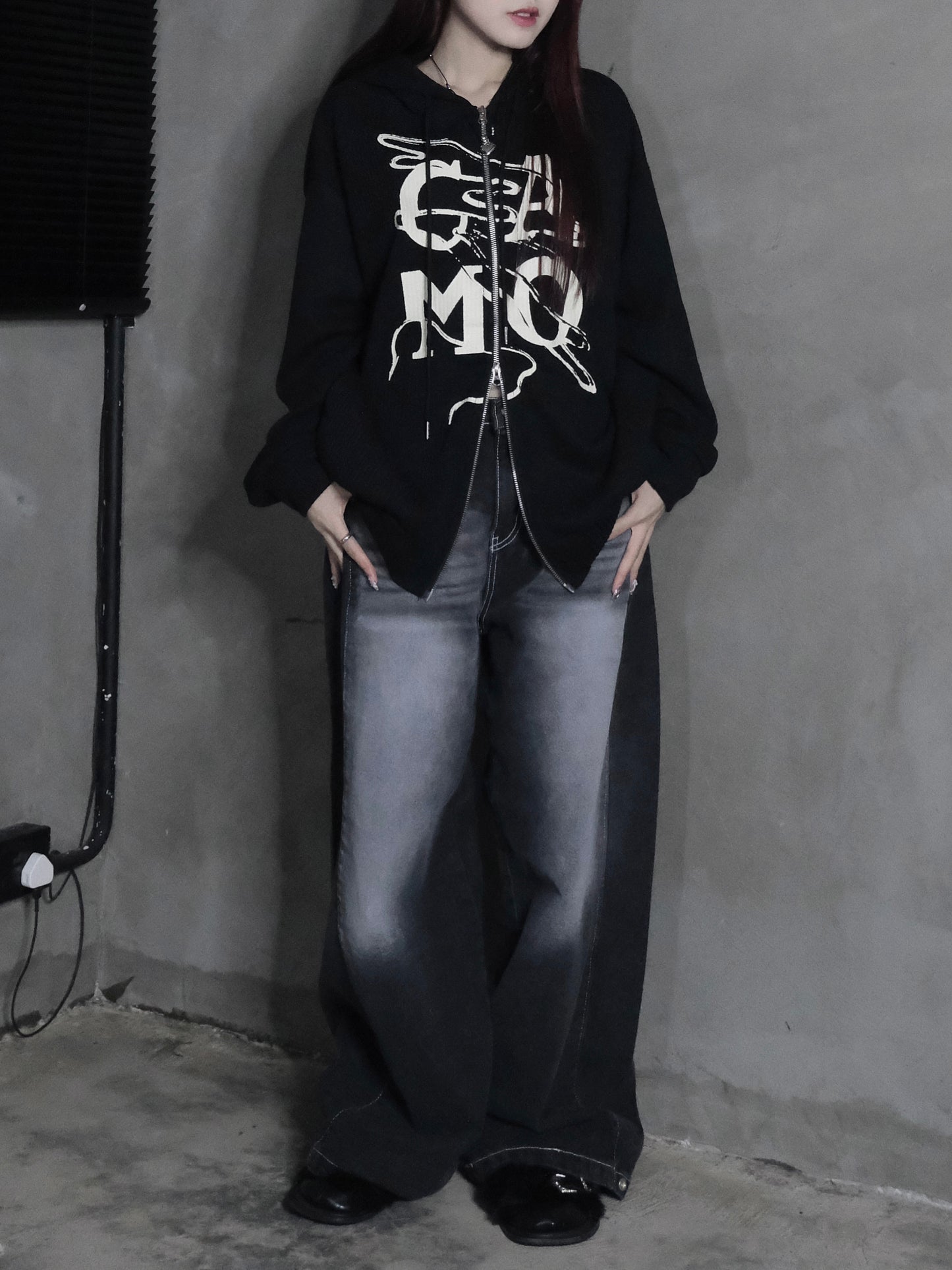 [unisex] Camo print hoodie zipup