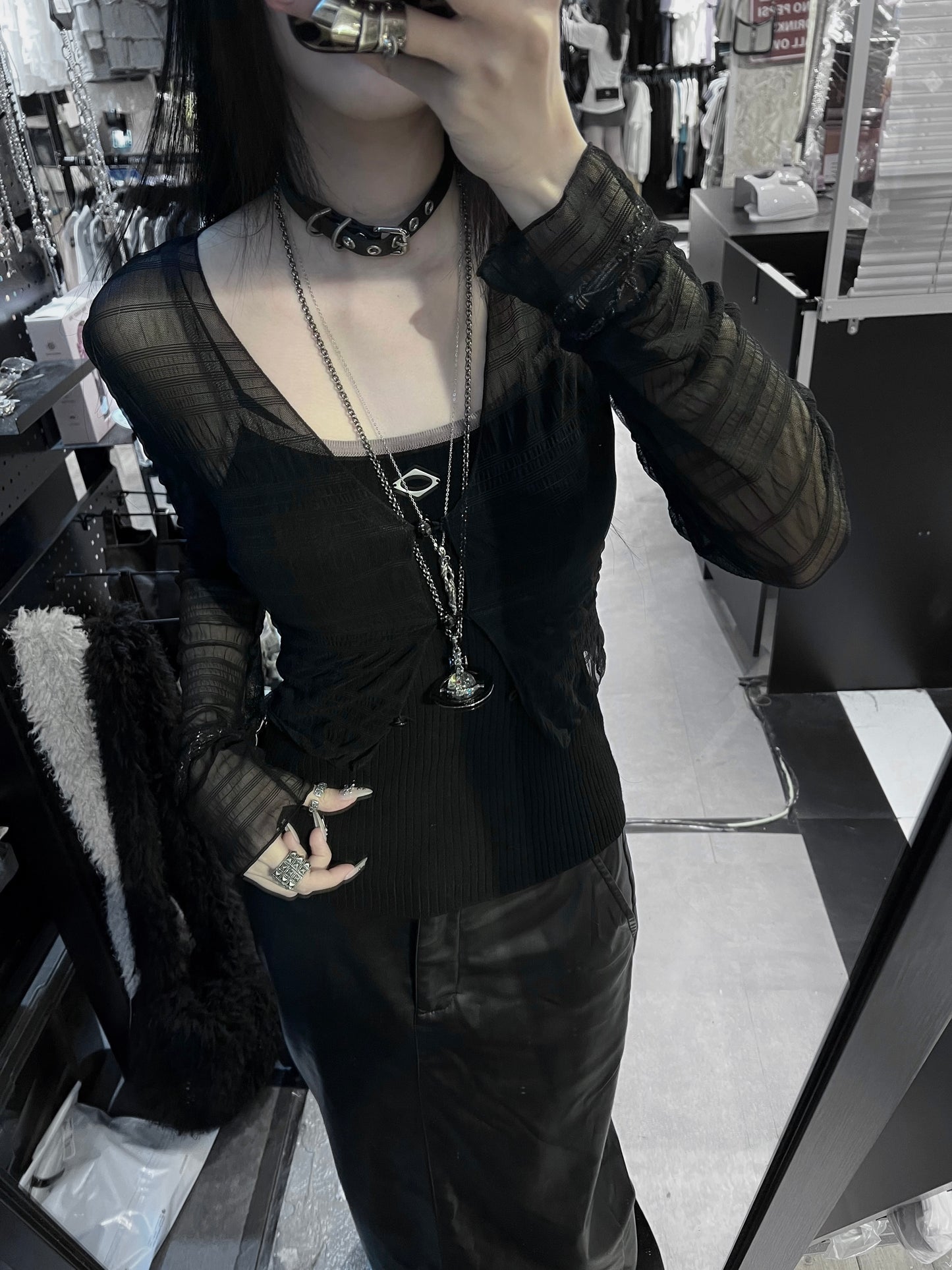 OWA OWA see through cardigan