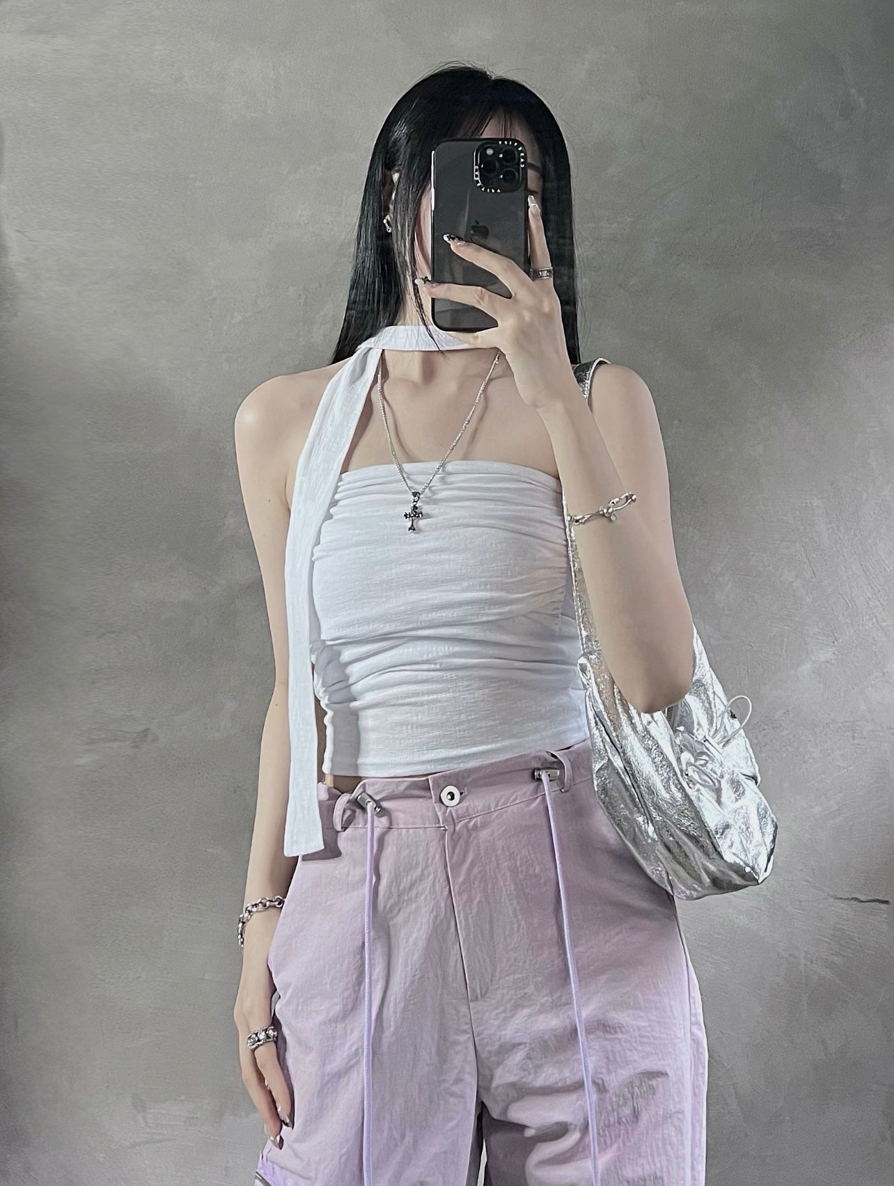 Crease tube top with muffler