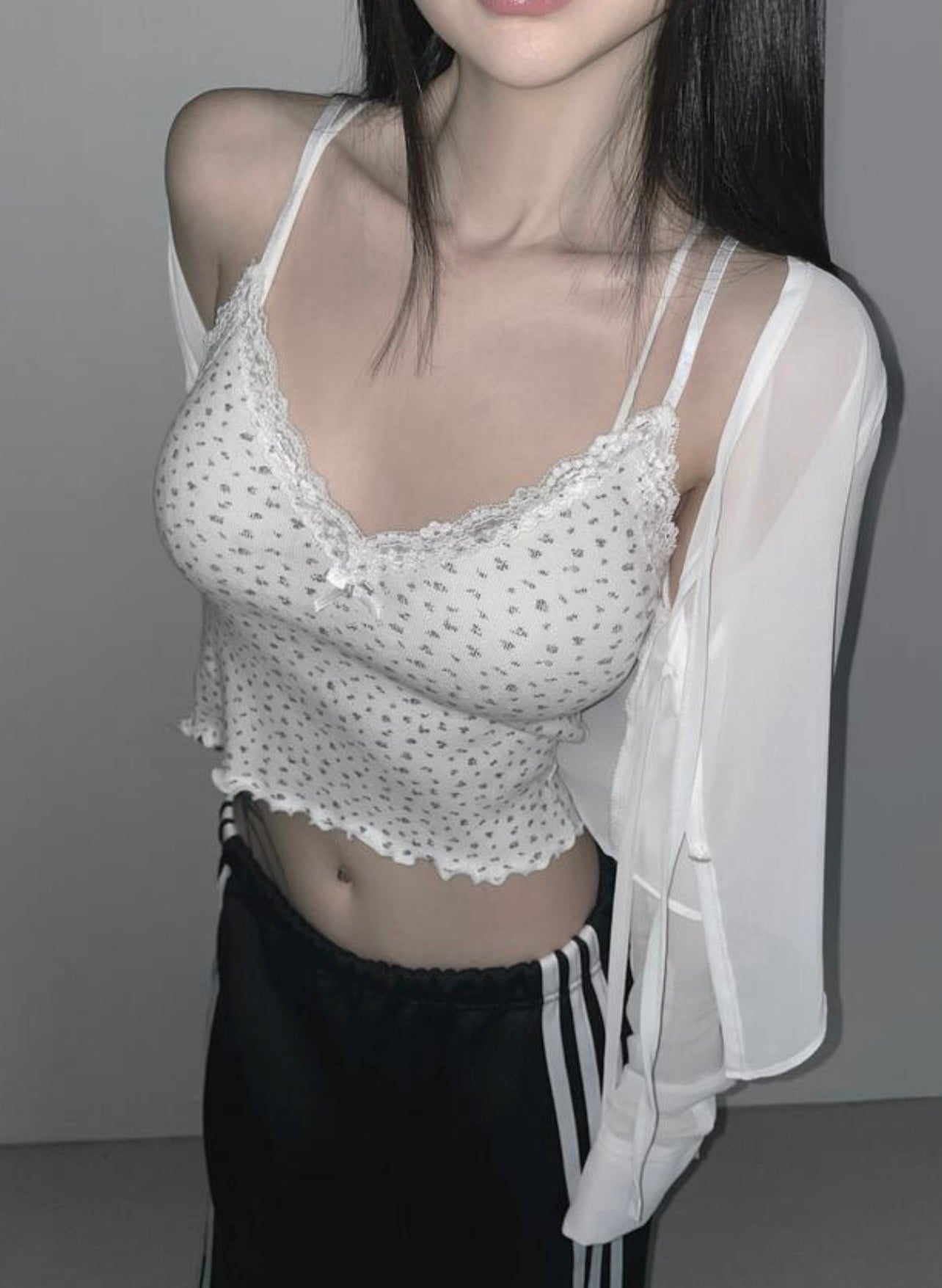 小碎花蕾絲吊帶背心