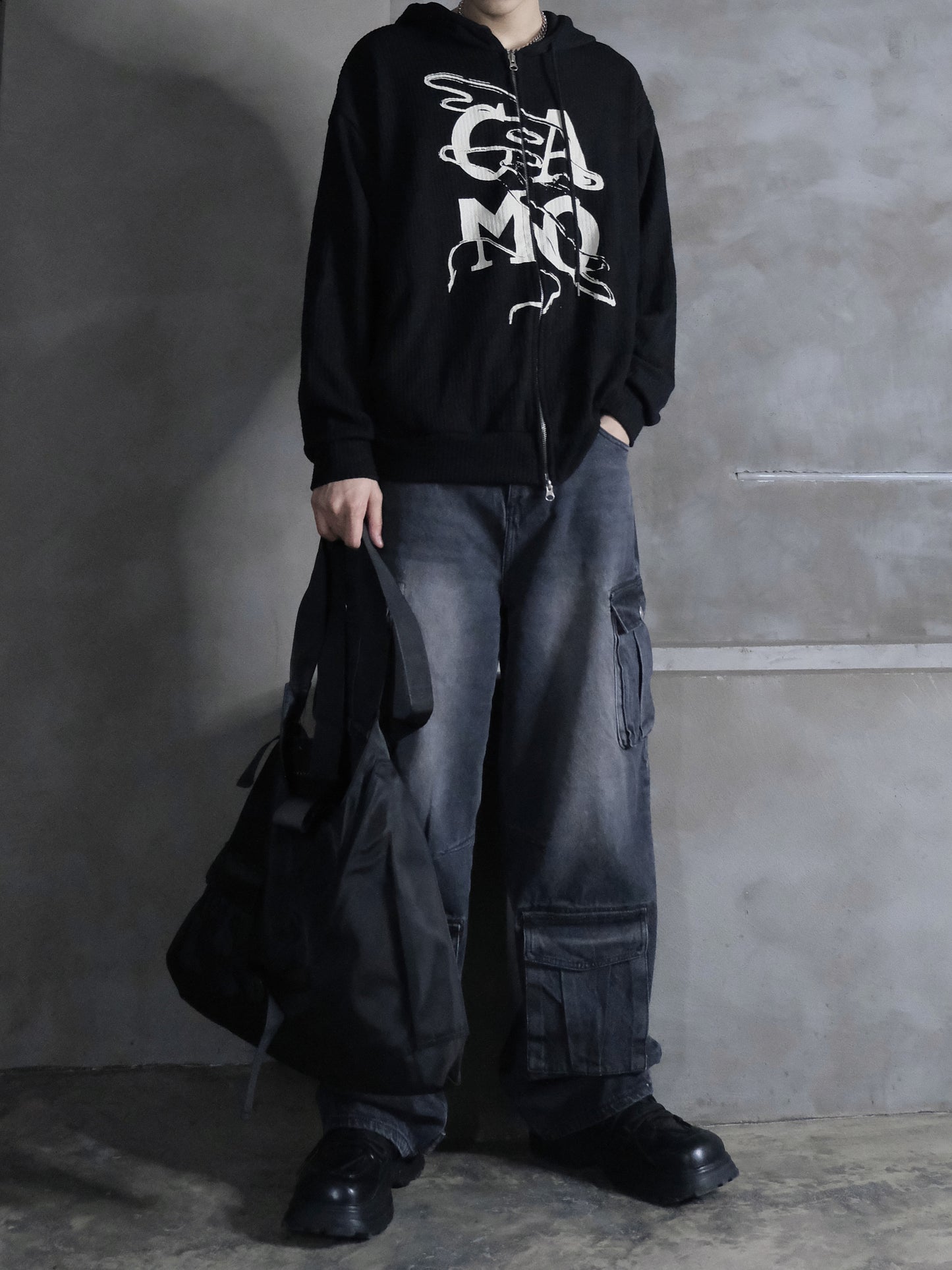 [unisex] Camo print hoodie zipup