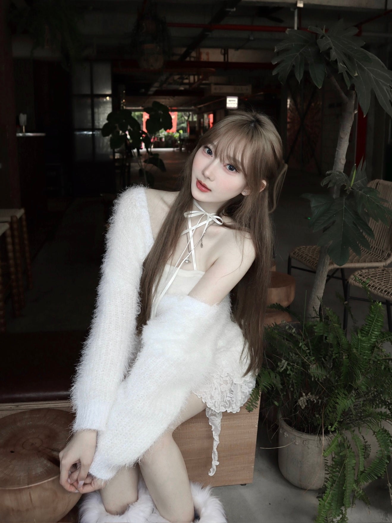 Pastel tone fluffy cardigan