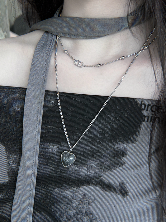 Dark butterfly heart shape necklace