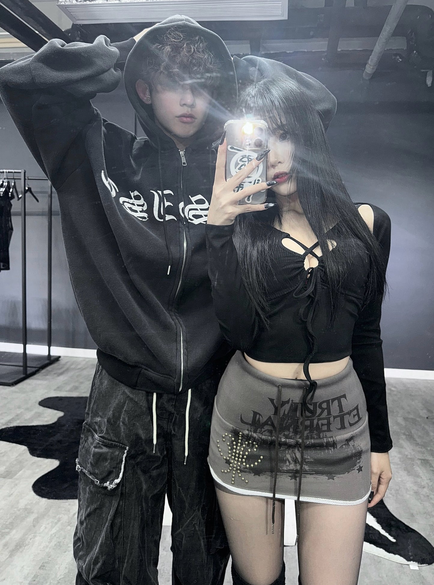 Old dirty washed hoodie zip up