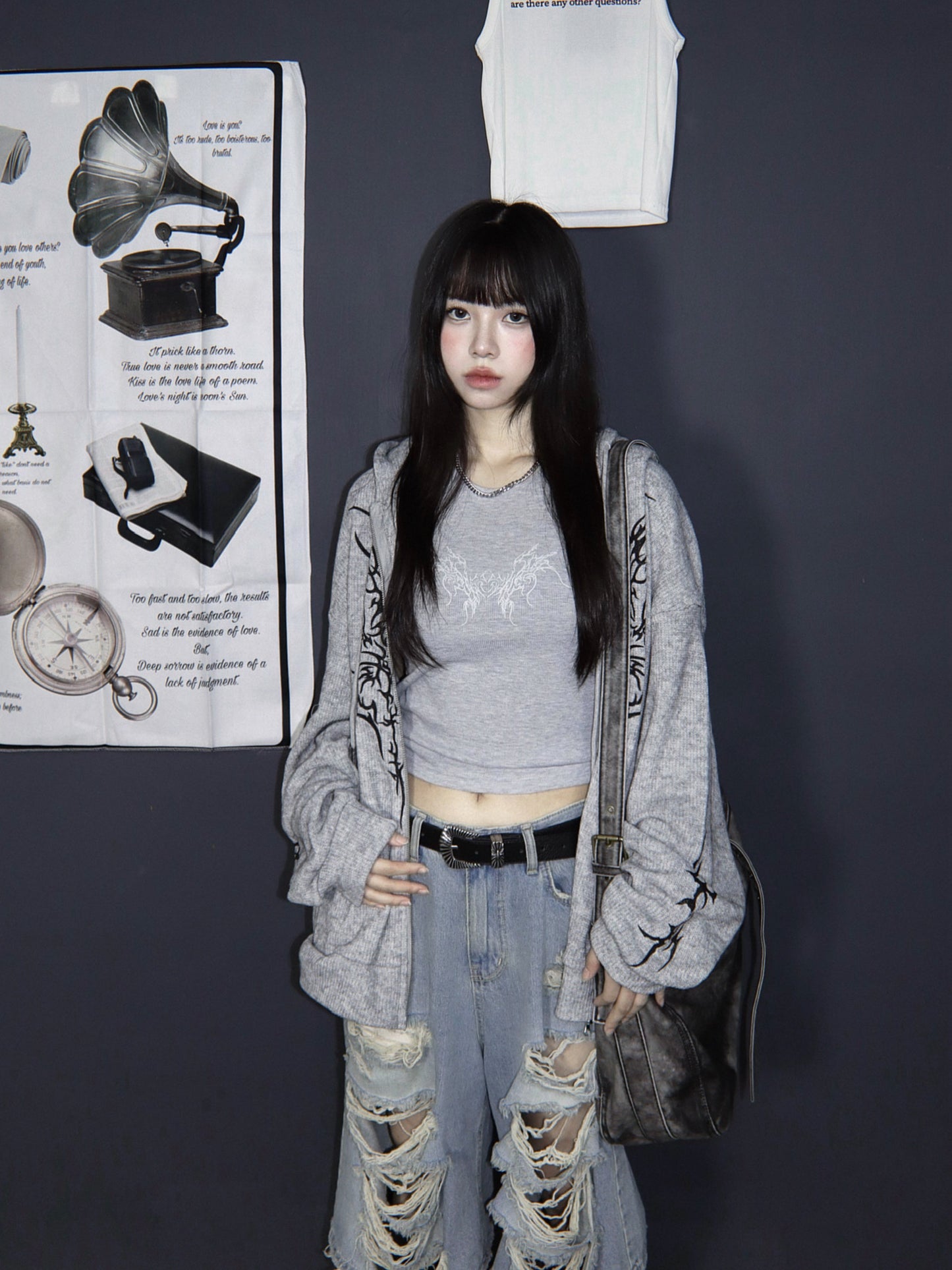 [unisex] Butterfly flame pattern hoodie zipup