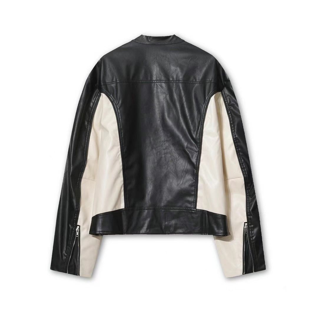 [unisex] 拉鍊機車款皮外套
